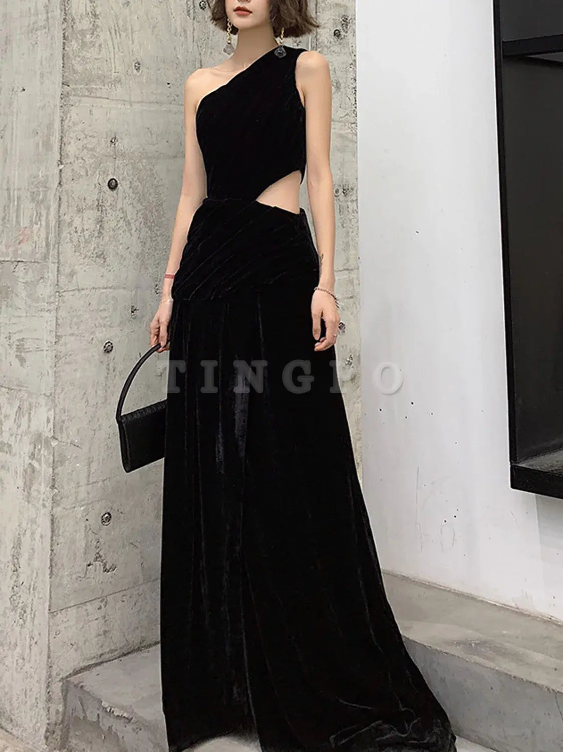 Wholesale Black velvet long prom dress black velvet evening dress gowns evening dresses